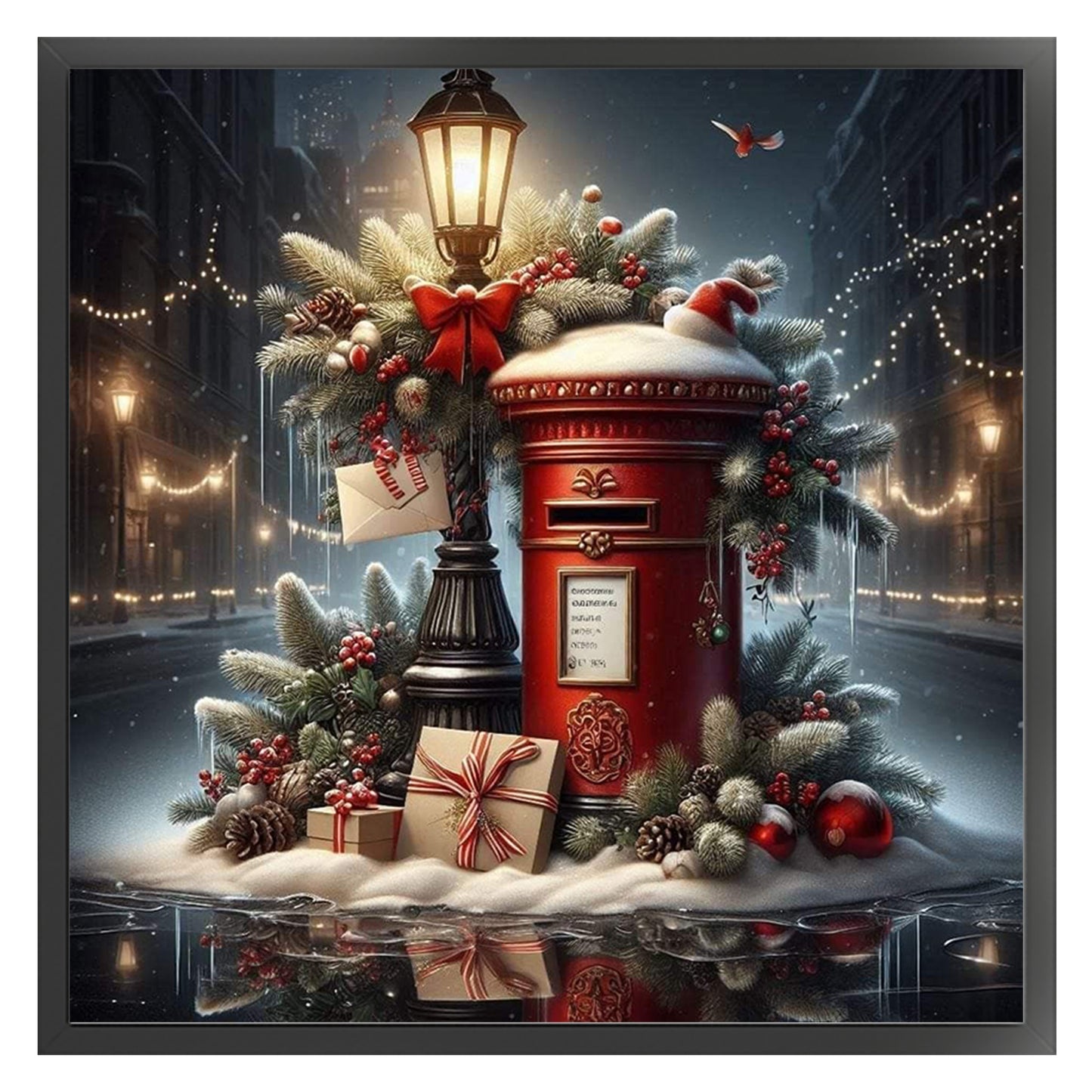 Christmas Mailbox - Full 11CT Counted Cross Stitch 45x45CM - Huacan