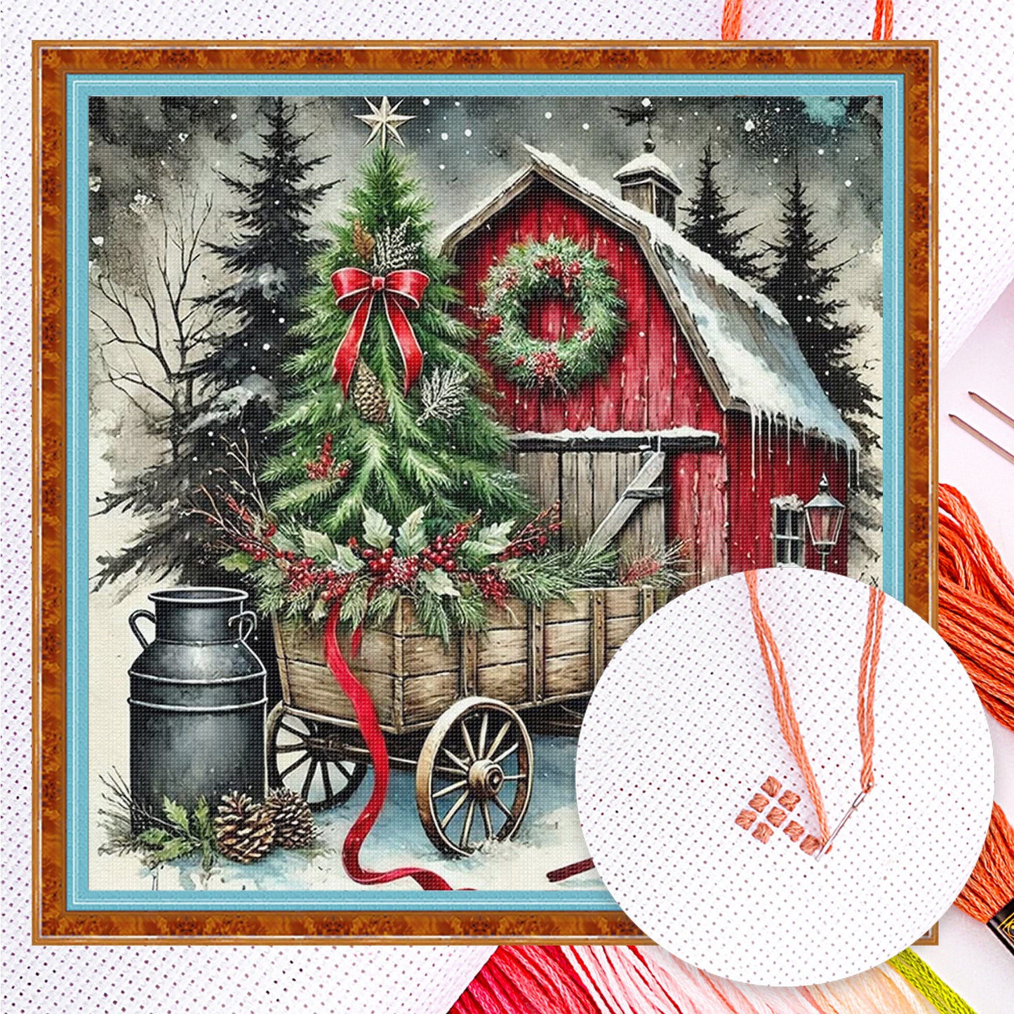 Christmas Tree - Full 11CT Counted Cross Stitch 45x45CM - Huacan