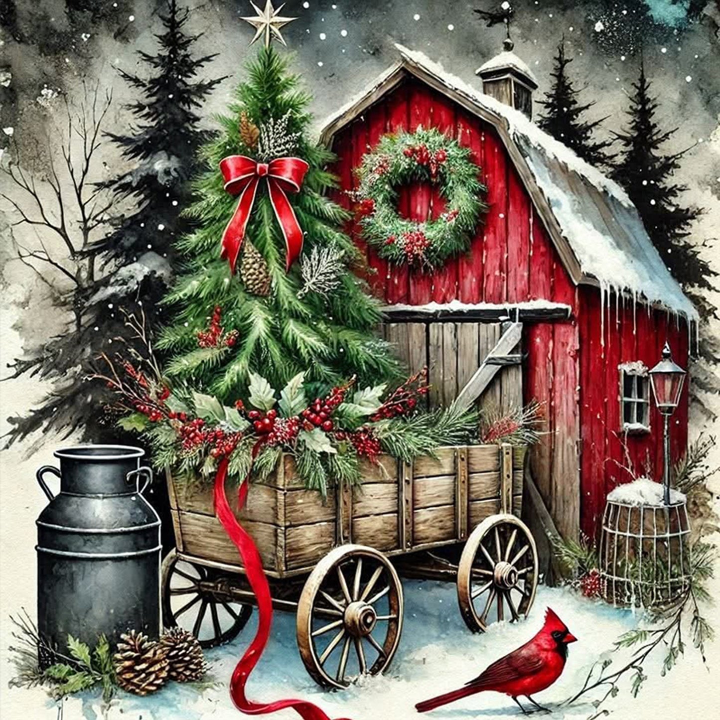 Christmas Tree - Full 11CT Counted Cross Stitch 45x45CM - Huacan