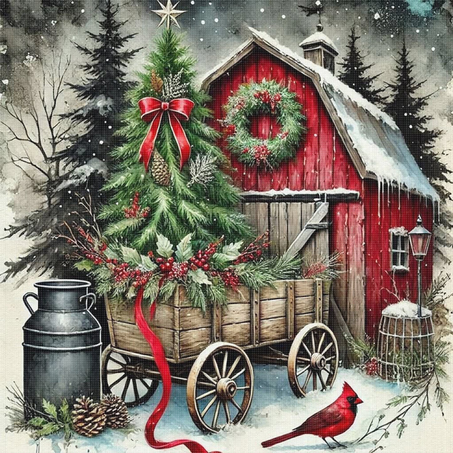 Christmas Tree - Full 11CT Counted Cross Stitch 45x45CM - Huacan