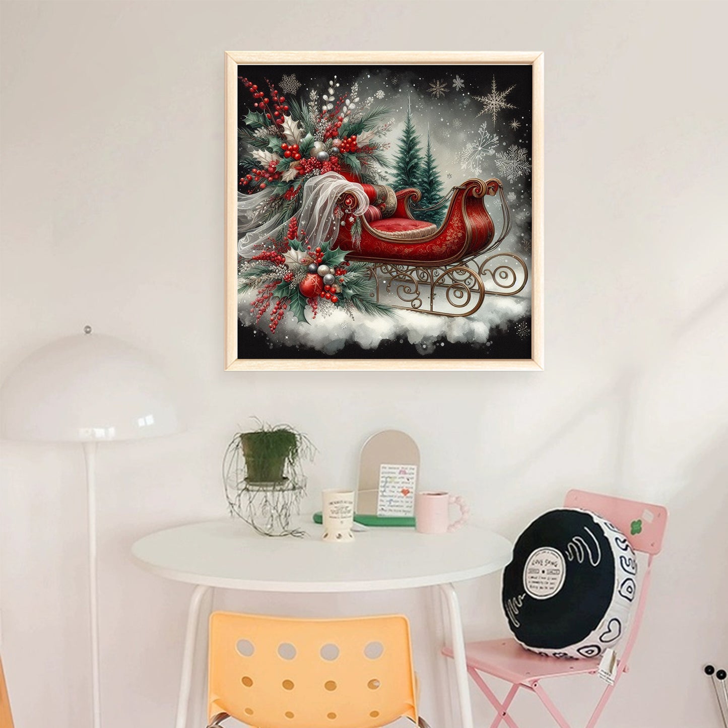 Christmas Sleigh - Full 11CT Counted Cross Stitch 45x45CM - Huacan