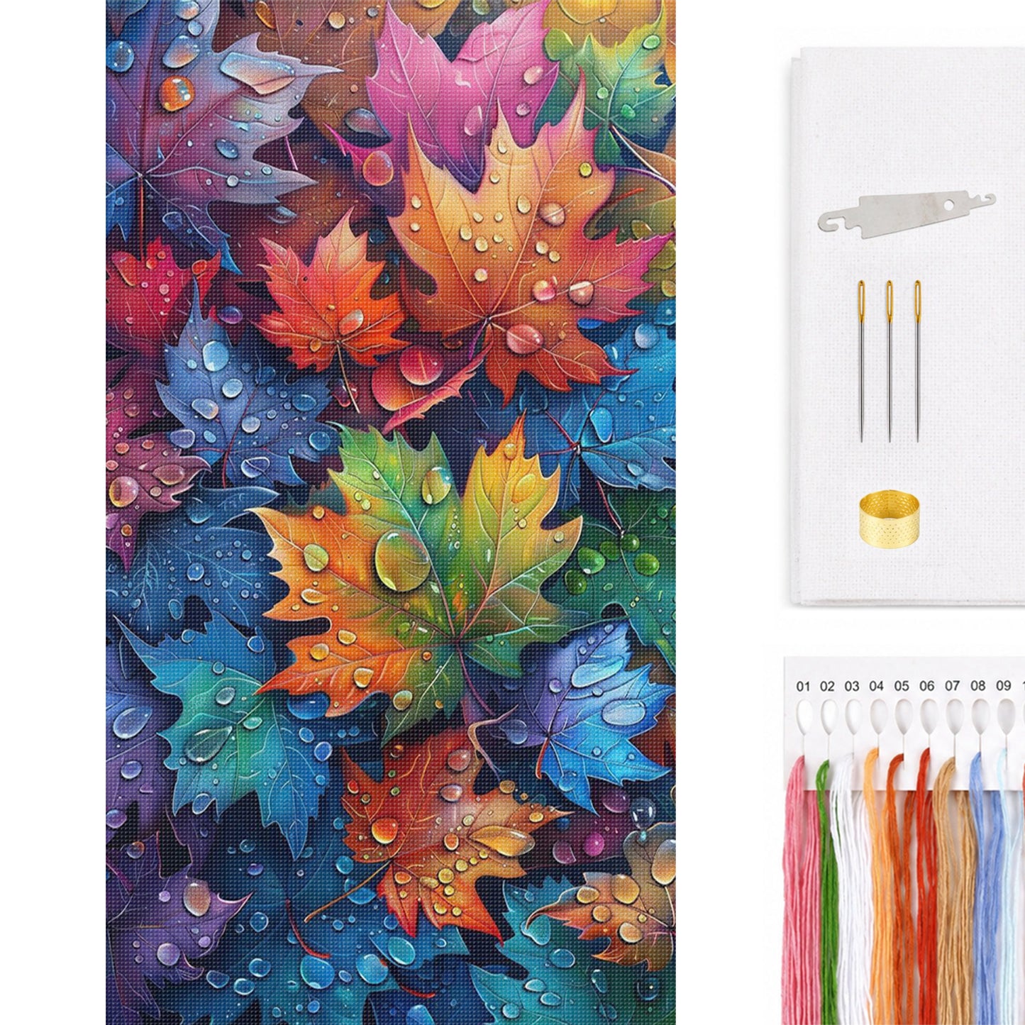 Colorful Maple Leaves - Full 11CT Counted Cross Stitch 40x70CM - Huacan