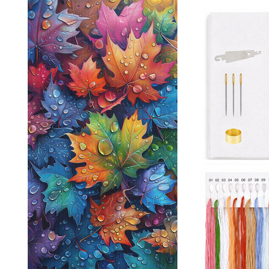 Colorful Maple Leaves - Full 11CT Counted Cross Stitch 40x70CM - Huacan