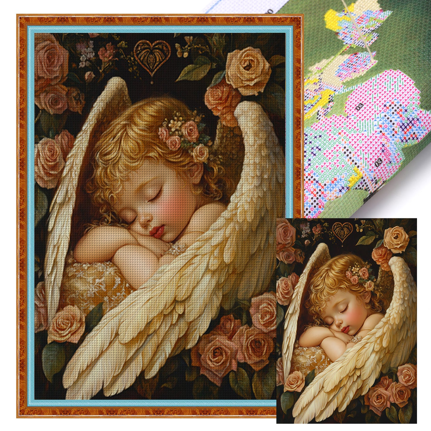Meet The Angel - Full 11CT Stamped Cross Stitch 50x70CM - Mona Lisa