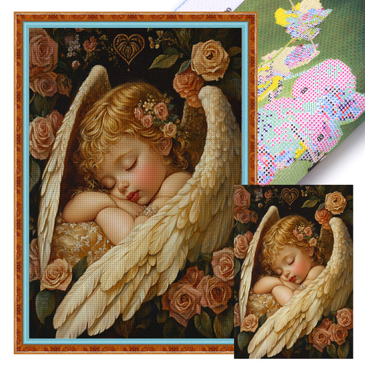 Meet The Angel - Full 11CT Stamped Cross Stitch 50x70CM - Mona Lisa