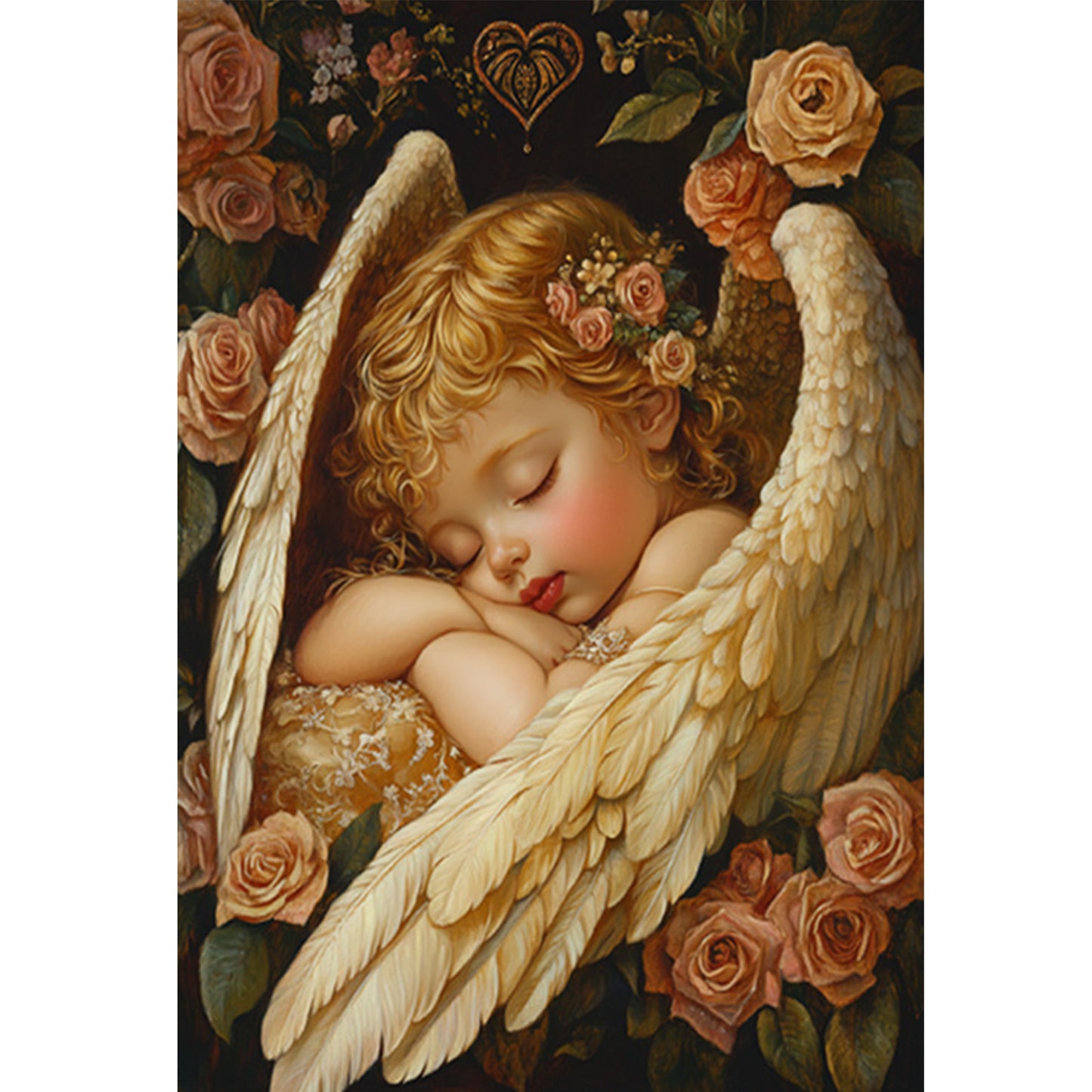 Meet The Angel - Full 11CT Stamped Cross Stitch 50x70CM - Mona Lisa