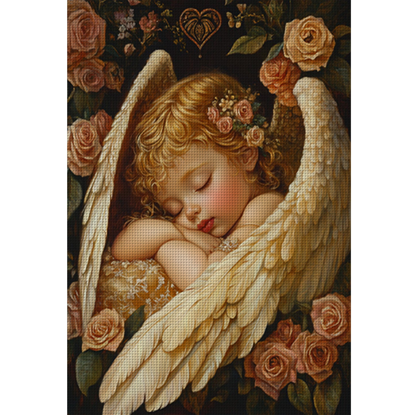 Meet The Angel - Full 11CT Stamped Cross Stitch 50x70CM - Mona Lisa