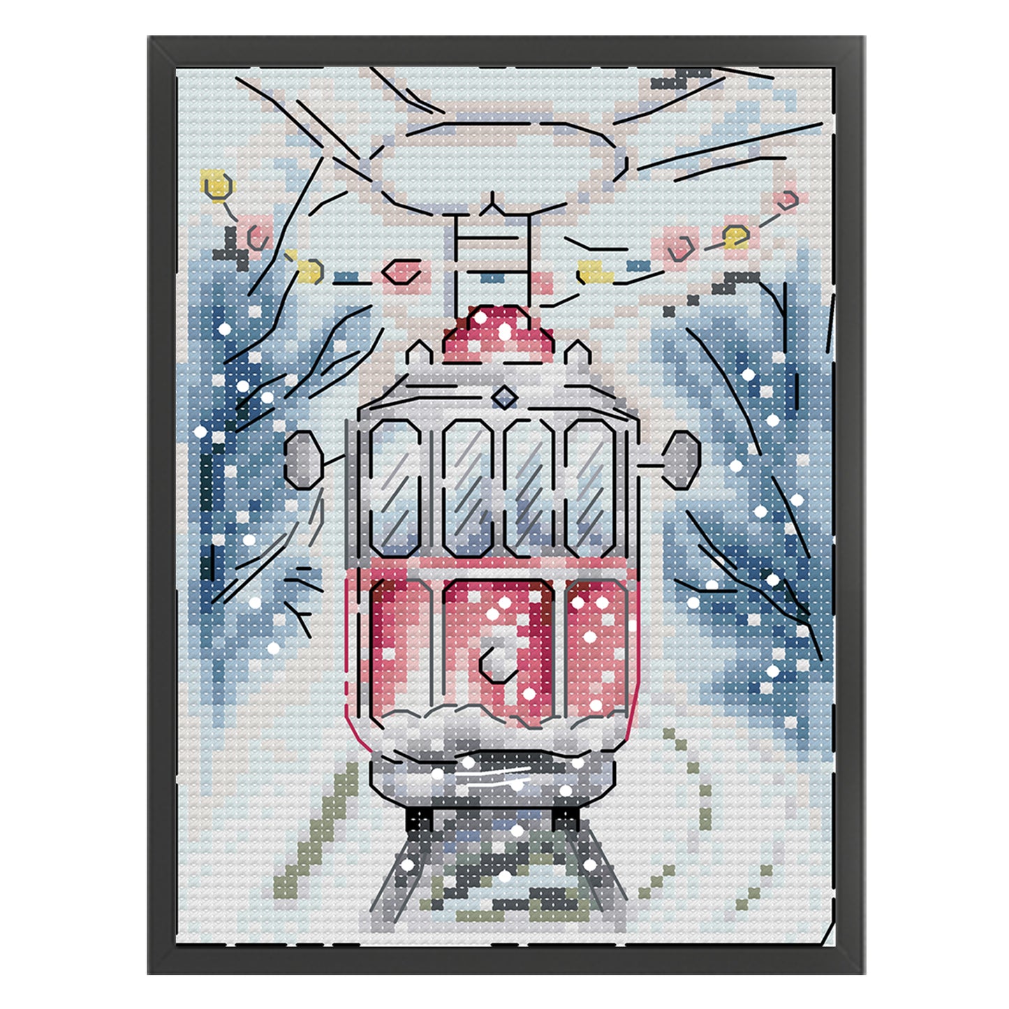 Winter Snow Scene - Full 14CT Stamped Cross Stitch 15x19CM - Joy Sunday Backstitch
