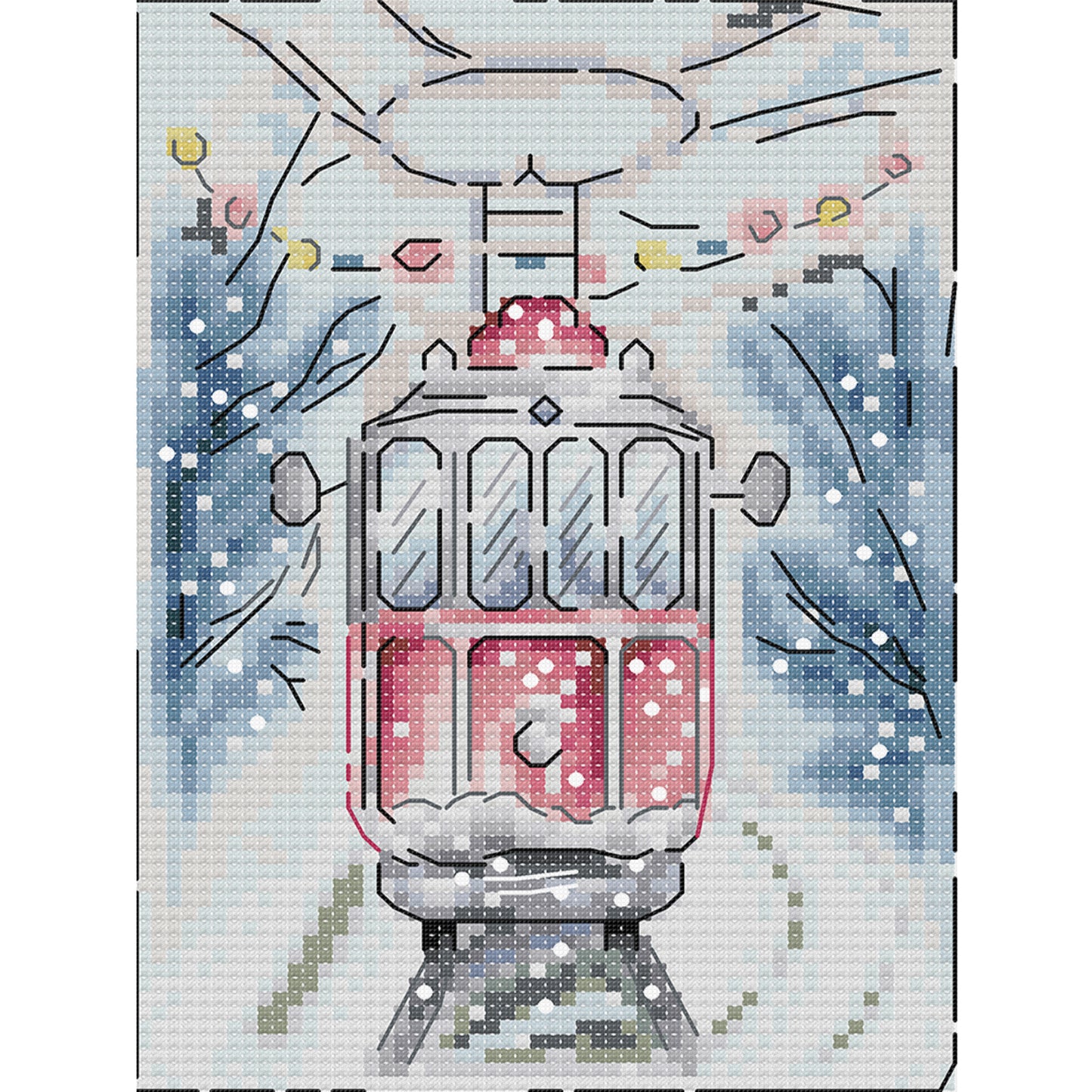 Winter Snow Scene - Full 14CT Stamped Cross Stitch 15x19CM - Joy Sunday Backstitch