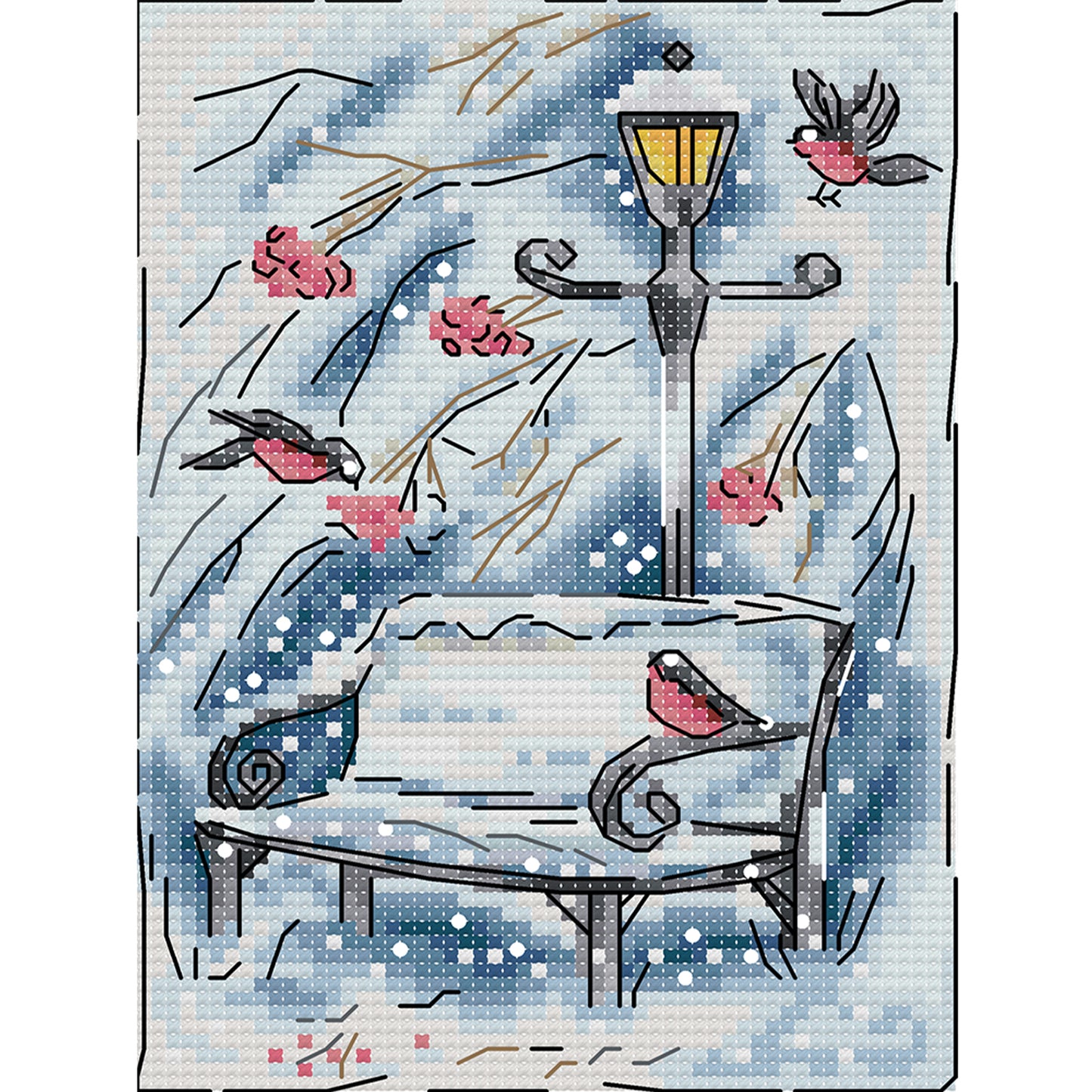 Winter Snow Scene - Full 14CT Stamped Cross Stitch 15x19CM - Joy Sunday Backstitch