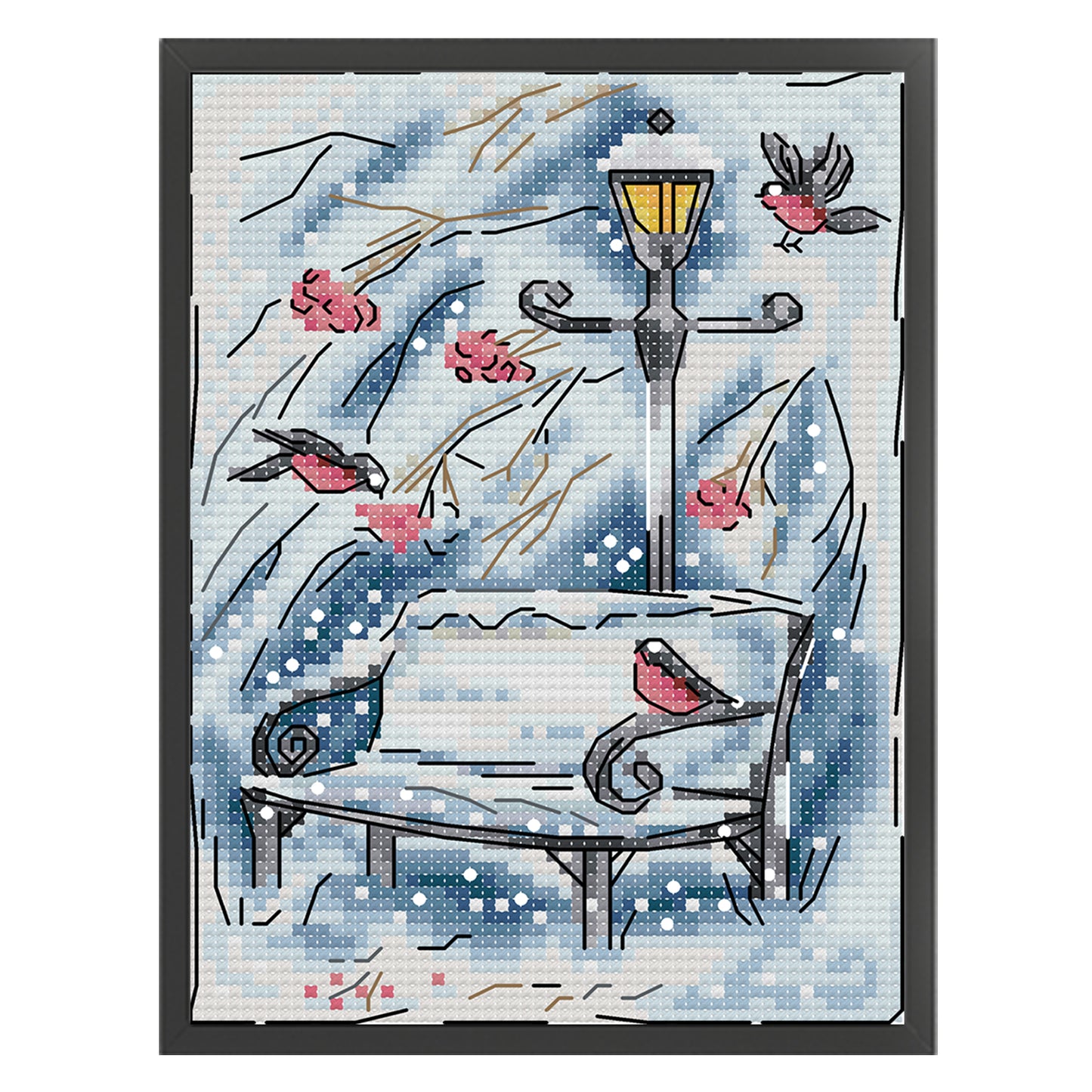 Winter Snow Scene - Full 14CT Stamped Cross Stitch 15x19CM - Joy Sunday Backstitch
