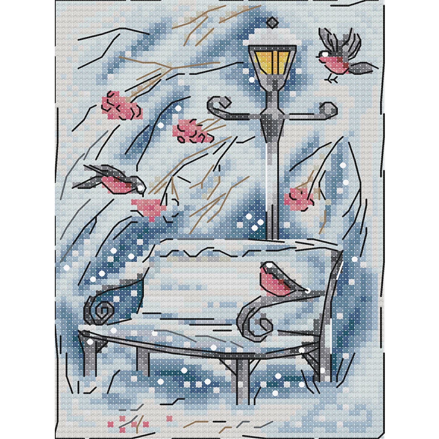 Winter Snow Scene - Full 14CT Stamped Cross Stitch 15x19CM - Joy Sunday Backstitch