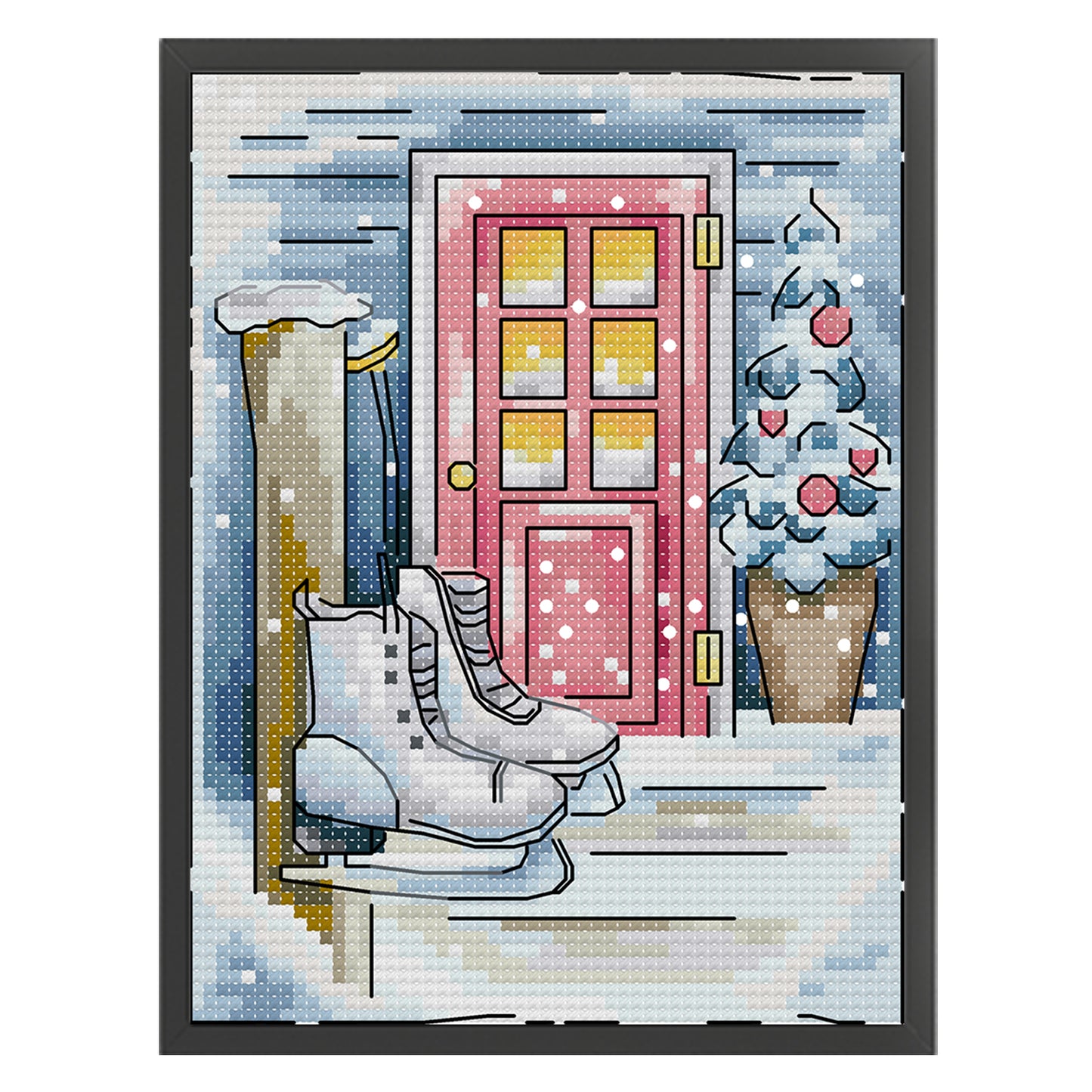 Winter Snow Scene - Full 14CT Stamped Cross Stitch 15x18CM - Joy Sunday Backstitch