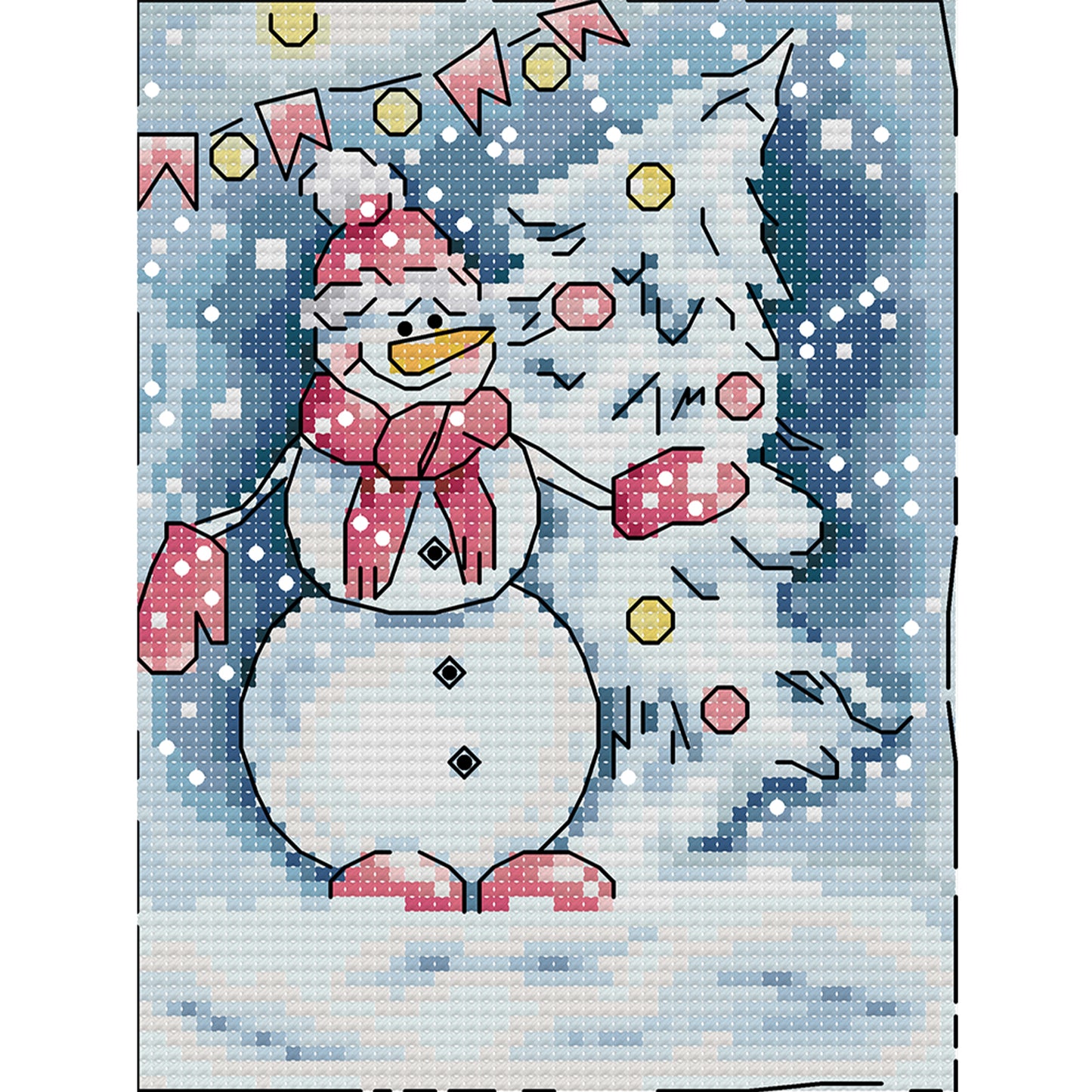 Winter Snow Scene - Full 14CT Stamped Cross Stitch 15x18CM - Joy Sunday Backstitch