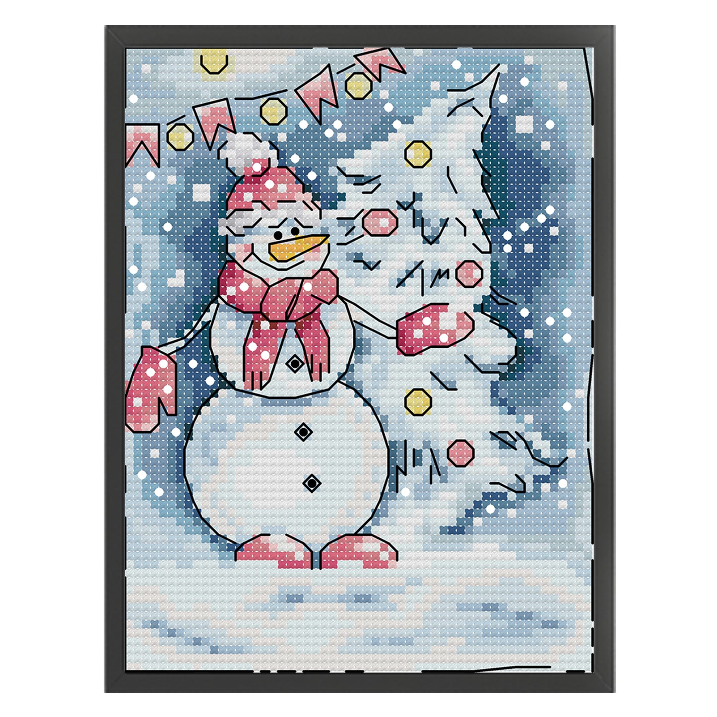 Winter Snow Scene - Full 14CT Stamped Cross Stitch 15x18CM - Joy Sunday Backstitch