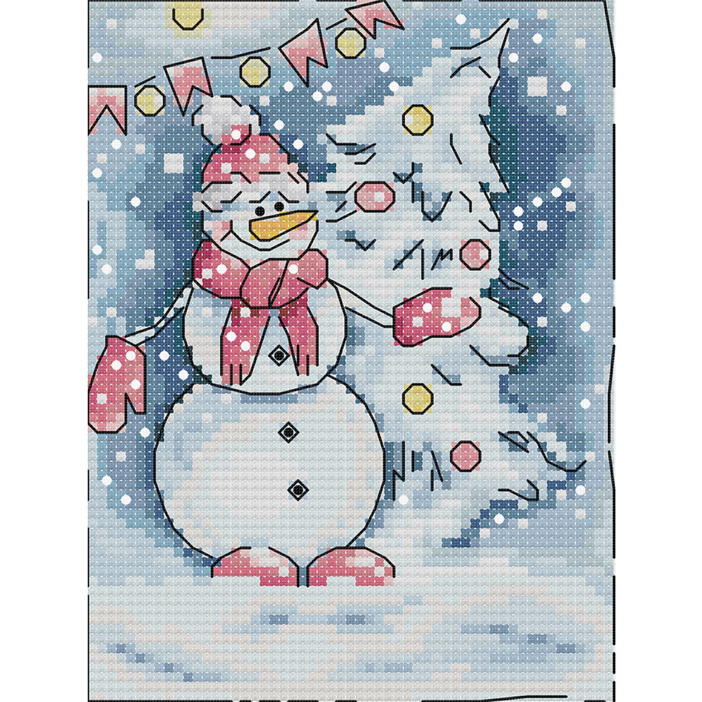 Winter Snow Scene - Full 14CT Stamped Cross Stitch 15x18CM - Joy Sunday Backstitch