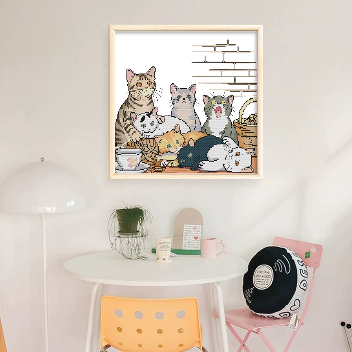 Seven Cats - Partial 14CT Stamped Cross Stitch 48x45CM - Joy Sunday Backstitch