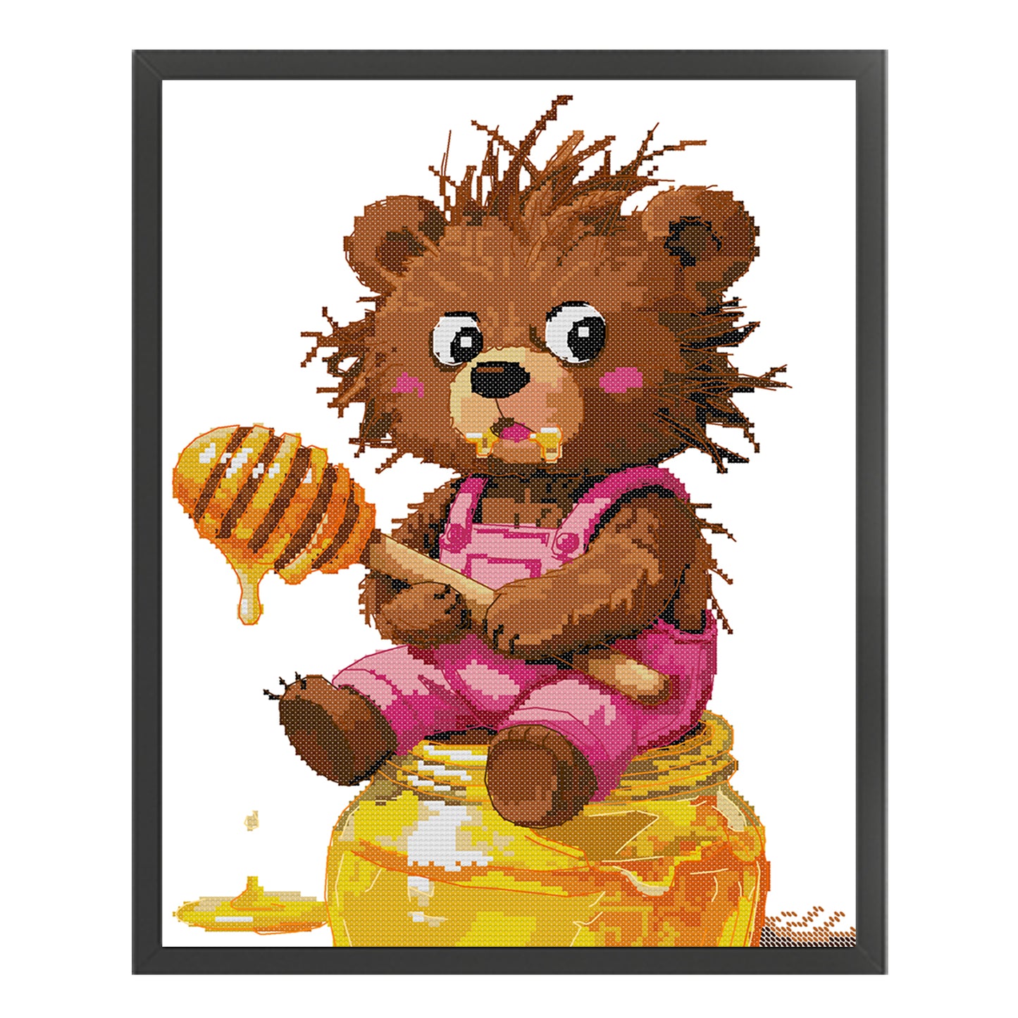 Honey-Loving Bear - Partial 14CT Stamped Cross Stitch 31x38CM - Joy Sunday Backstitch