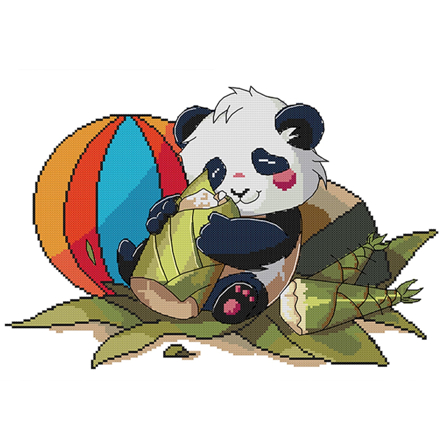 Panda And Bamboo Shoots - Partial 14CT Stamped Cross Stitch 42x32CM - Joy Sunday Backstitch