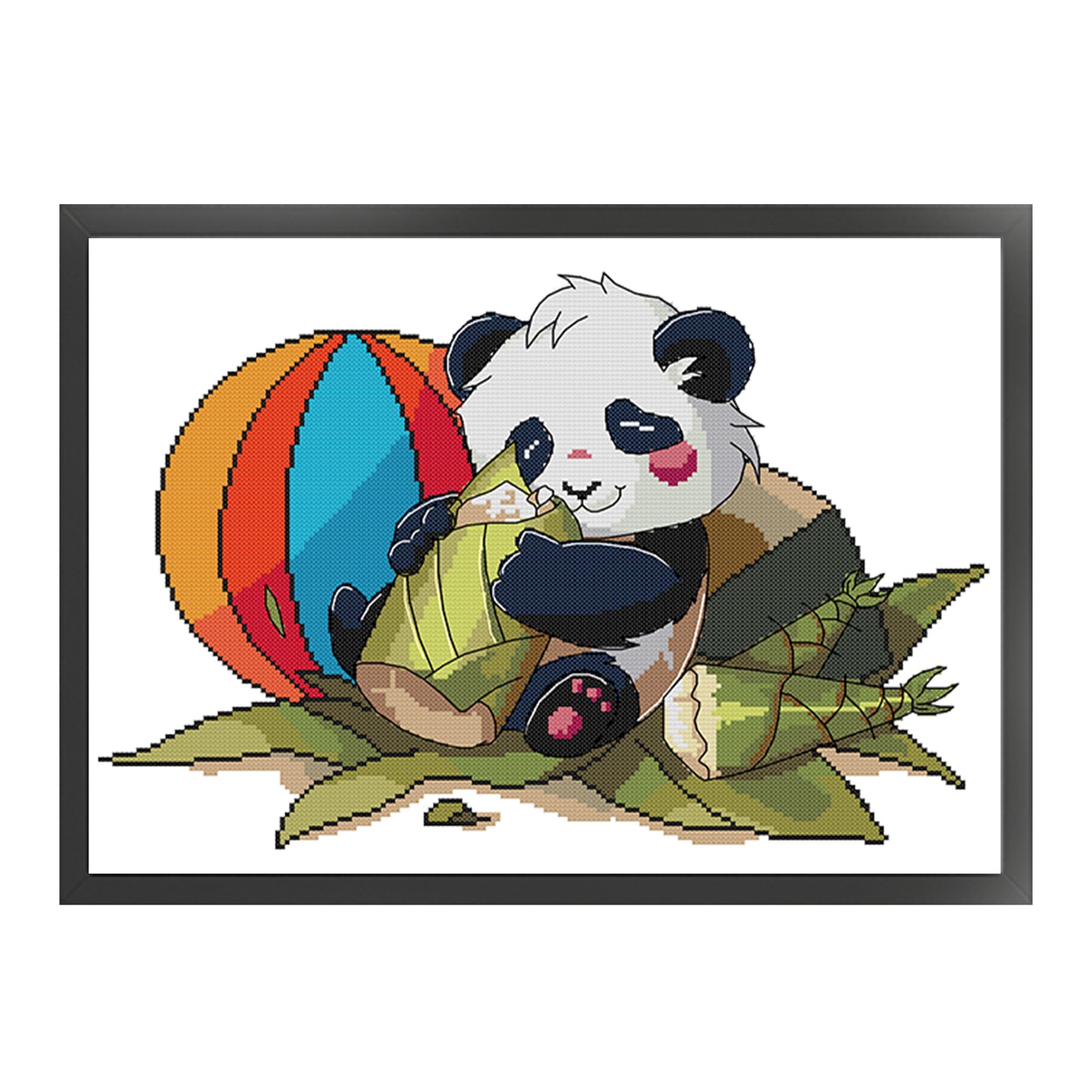 Panda And Bamboo Shoots - Partial 14CT Stamped Cross Stitch 42x32CM - Joy Sunday Backstitch