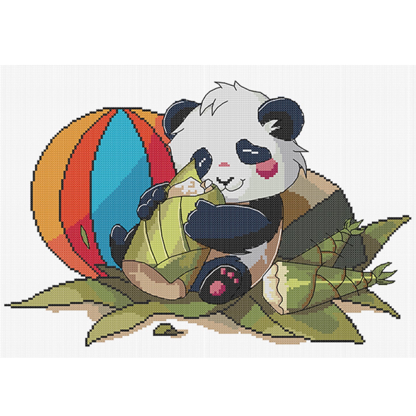 Panda And Bamboo Shoots - Partial 14CT Stamped Cross Stitch 42x32CM - Joy Sunday Backstitch