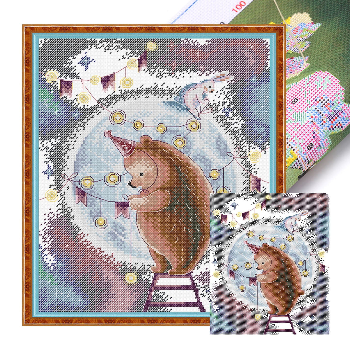 Decorative Moon - Partial 14CT Stamped Cross Stitch 31x36CM - Joy Sunday Backstitch