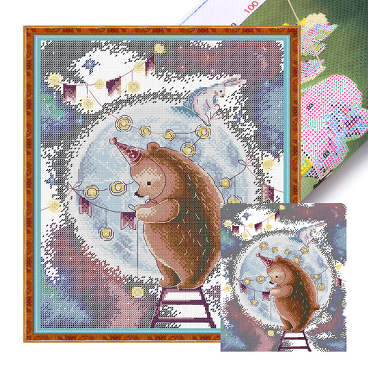 Decorative Moon - Partial 14CT Stamped Cross Stitch 31x36CM - Joy Sunday Backstitch