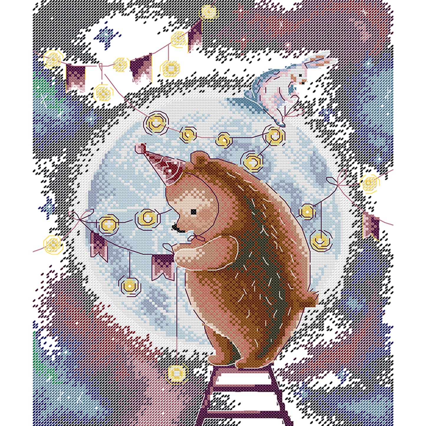 Decorative Moon - Partial 14CT Stamped Cross Stitch 31x36CM - Joy Sunday Backstitch