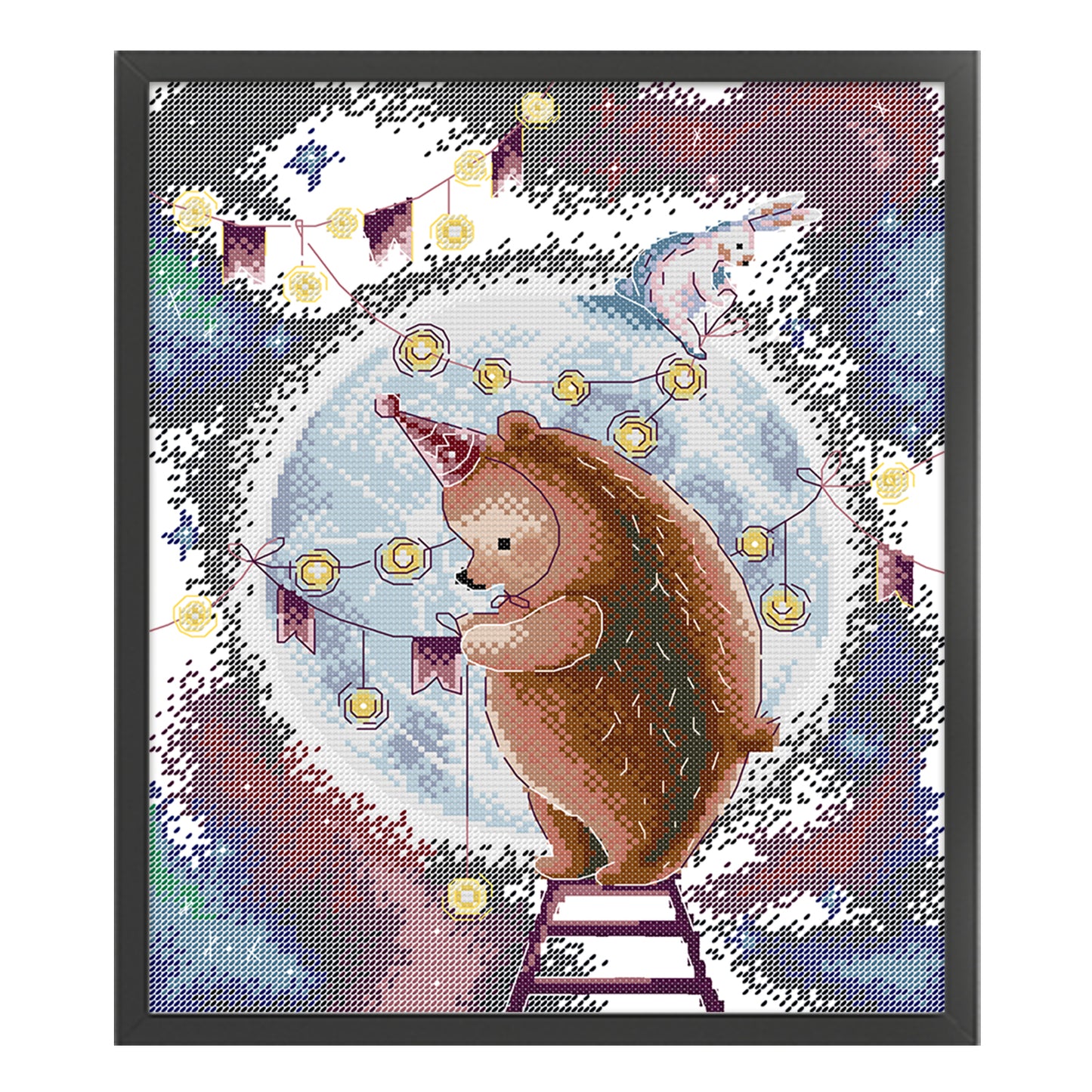Decorative Moon - Partial 14CT Stamped Cross Stitch 31x36CM - Joy Sunday Backstitch