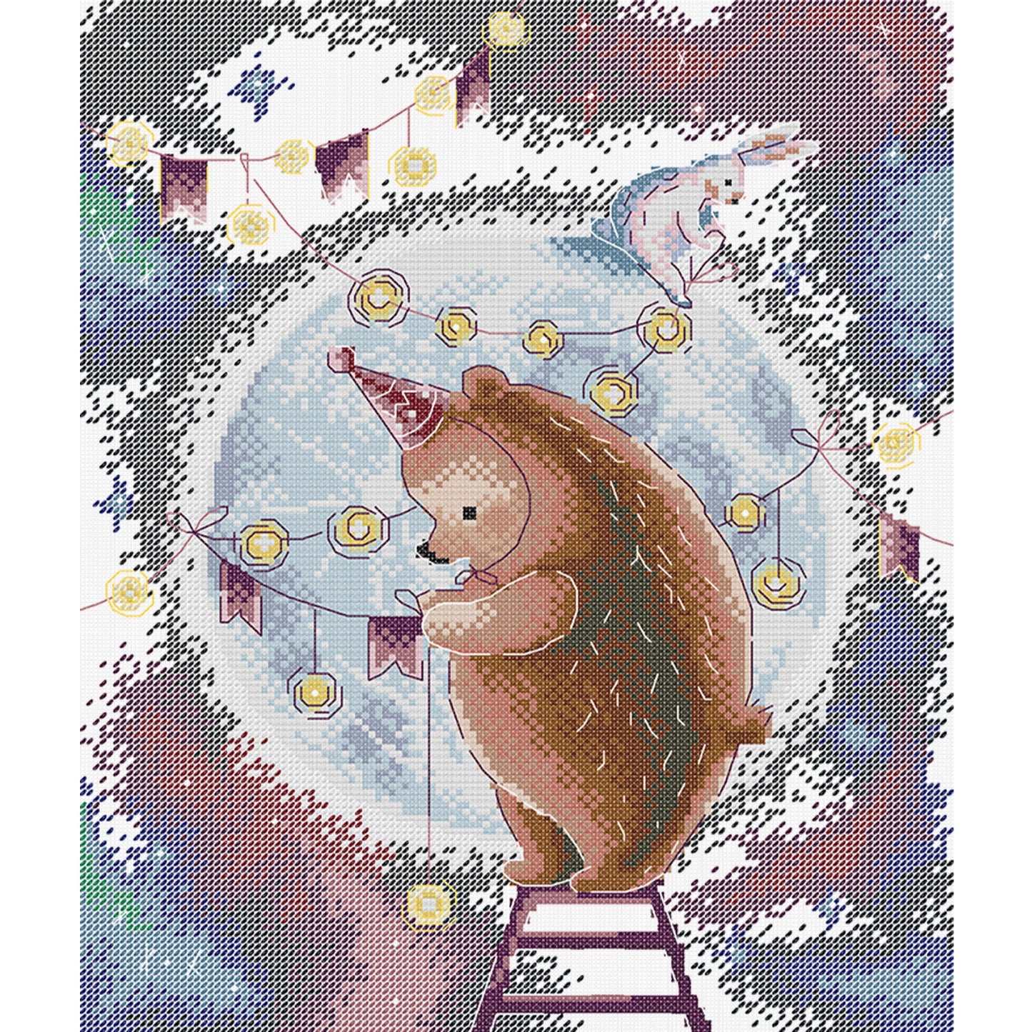 Decorative Moon - Partial 14CT Stamped Cross Stitch 31x36CM - Joy Sunday Backstitch