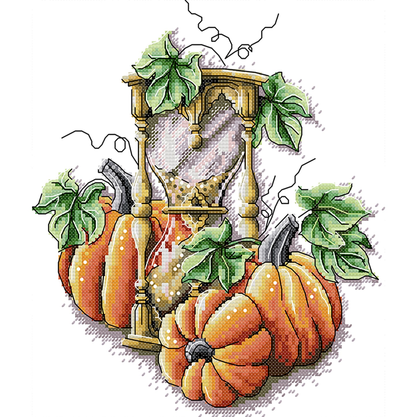 Pumpkin Hourglass - Partial 14CT Stamped Cross Stitch 26x29CM - Joy Sunday Backstitch
