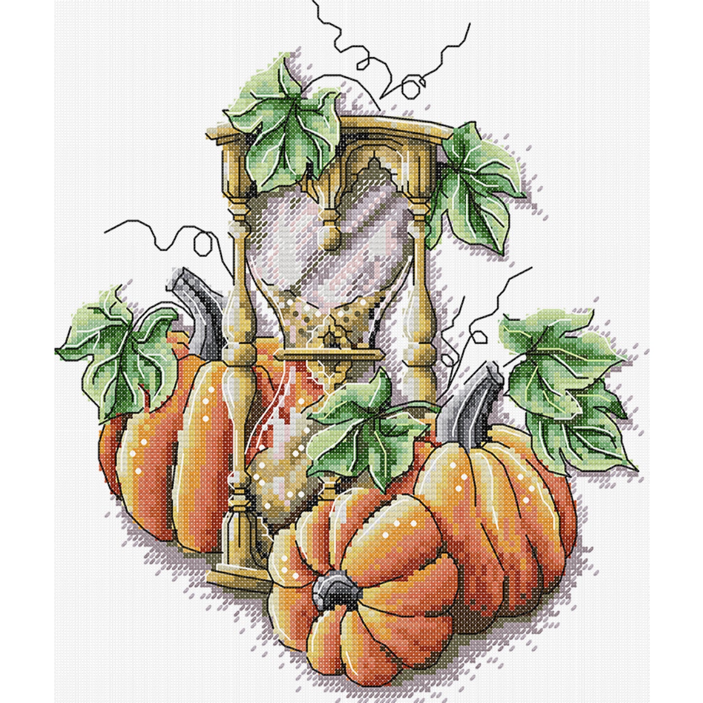 Pumpkin Hourglass - Partial 14CT Stamped Cross Stitch 26x29CM - Joy Sunday Backstitch