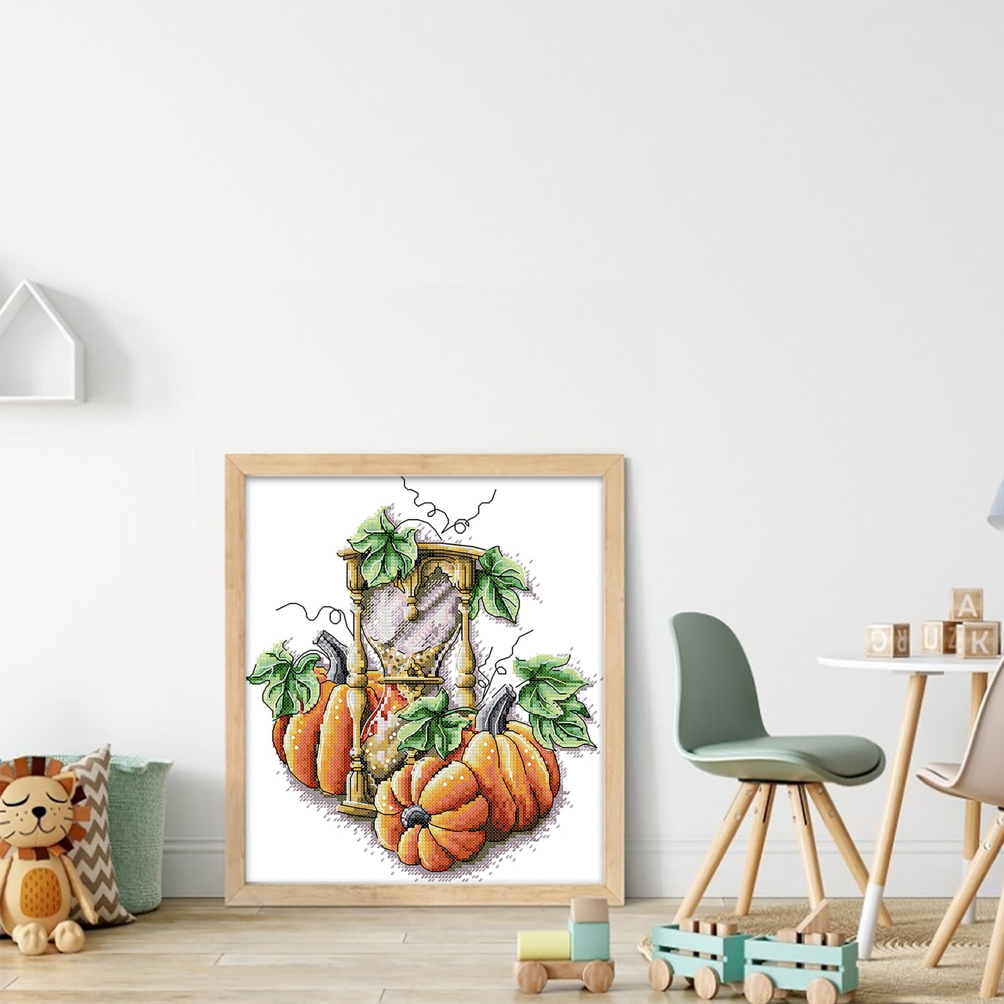 Pumpkin Hourglass - Partial 14CT Stamped Cross Stitch 26x29CM - Joy Sunday Backstitch