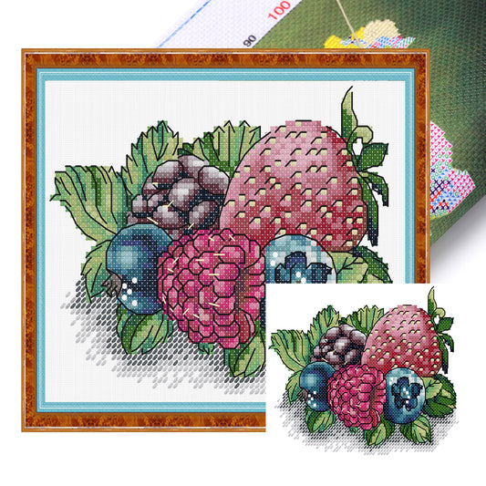 Berry - Partial 14CT Stamped Cross Stitch 17x15CM - Joy Sunday Backstitch