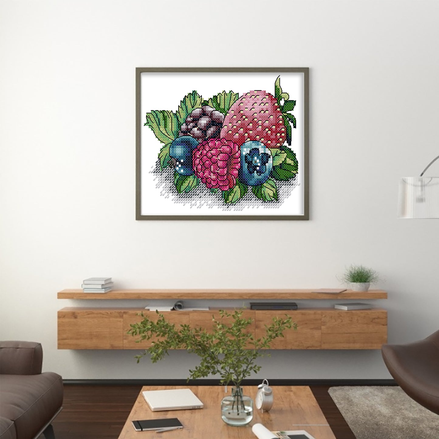 Berry - Partial 14CT Stamped Cross Stitch 17x15CM - Joy Sunday Backstitch