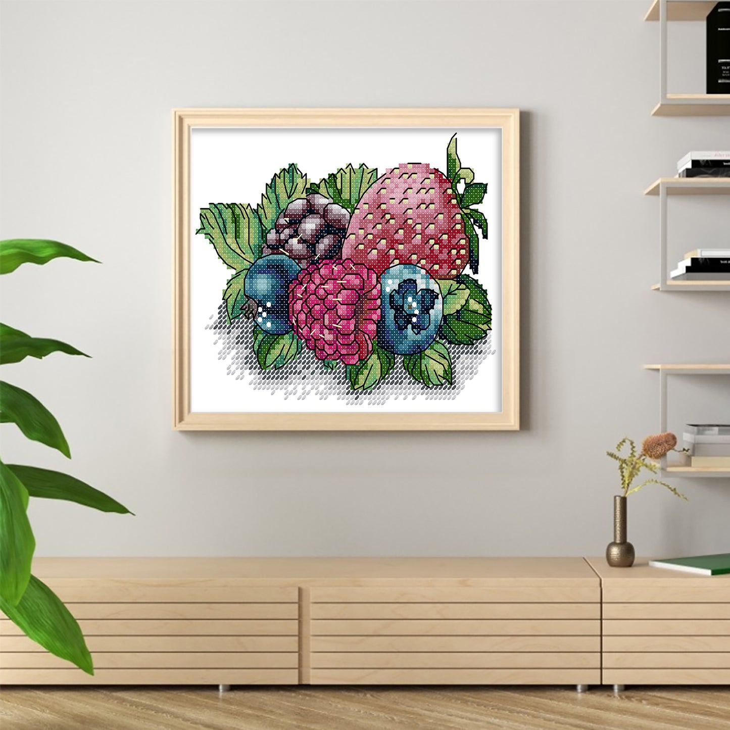 Berry - Partial 14CT Stamped Cross Stitch 17x15CM - Joy Sunday Backstitch