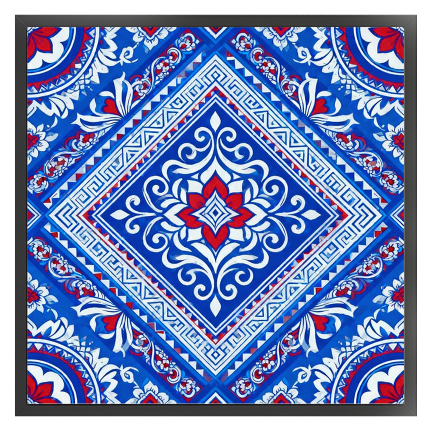 Blue And White Pattern - Full 11CT Stamped Cross Stitch 45x45CM - Huacan