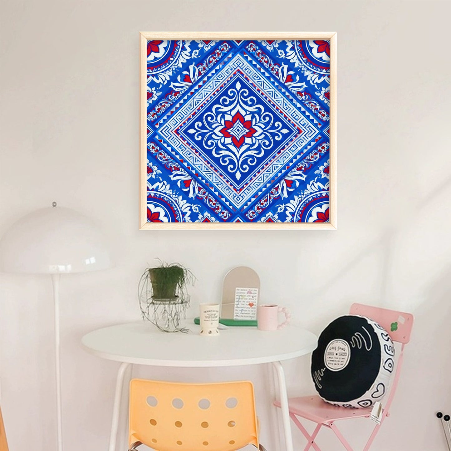 Blue And White Pattern - Full 11CT Stamped Cross Stitch 45x45CM - Huacan