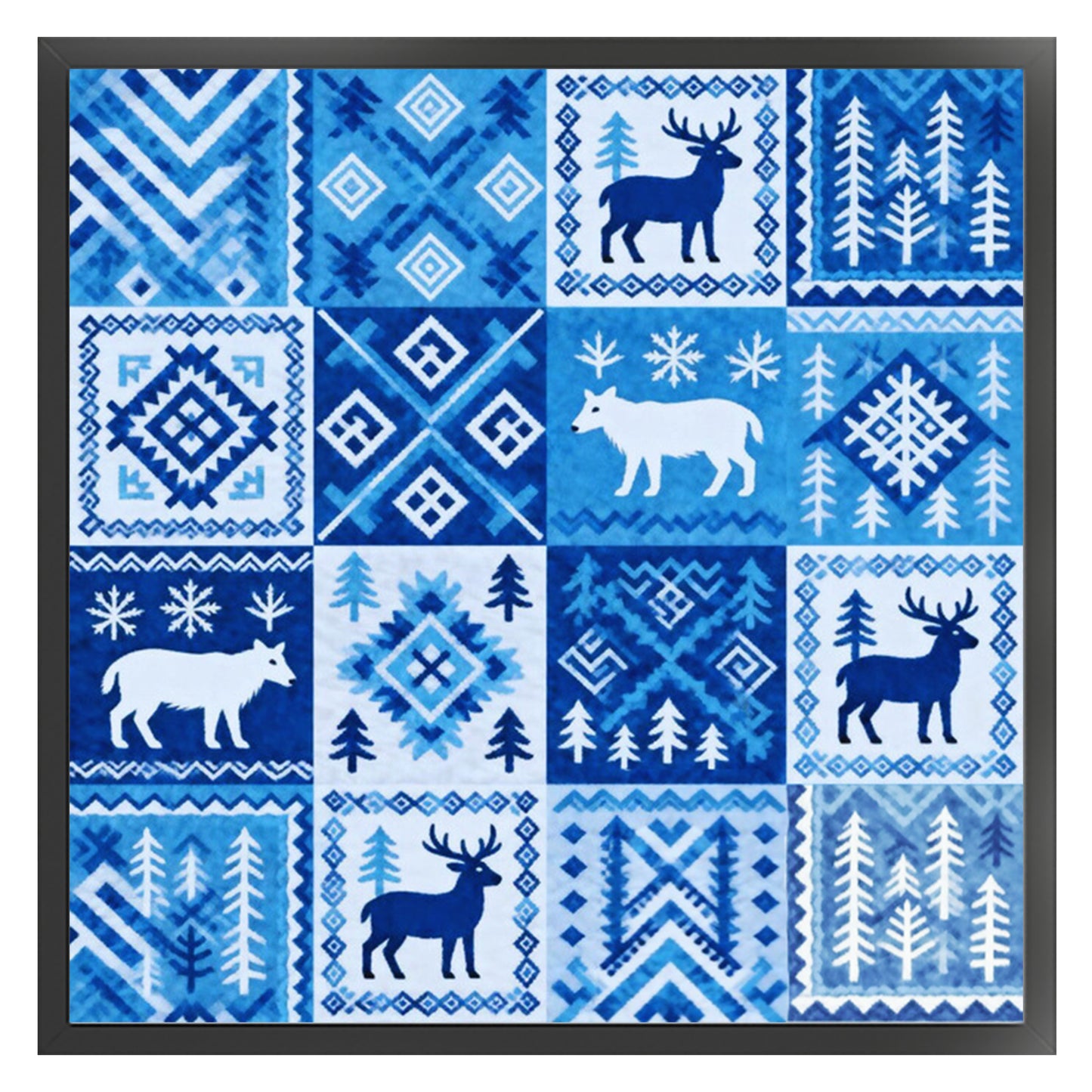 Blue And White Pattern - Full 11CT Stamped Cross Stitch 45x45CM - Huacan