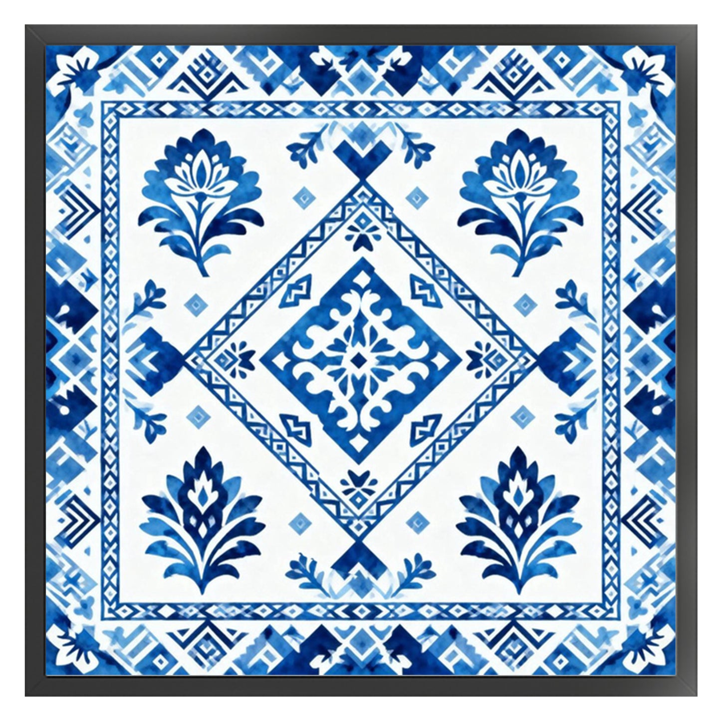 Blue And White Pattern - Full 11CT Stamped Cross Stitch 45x45CM - Huacan