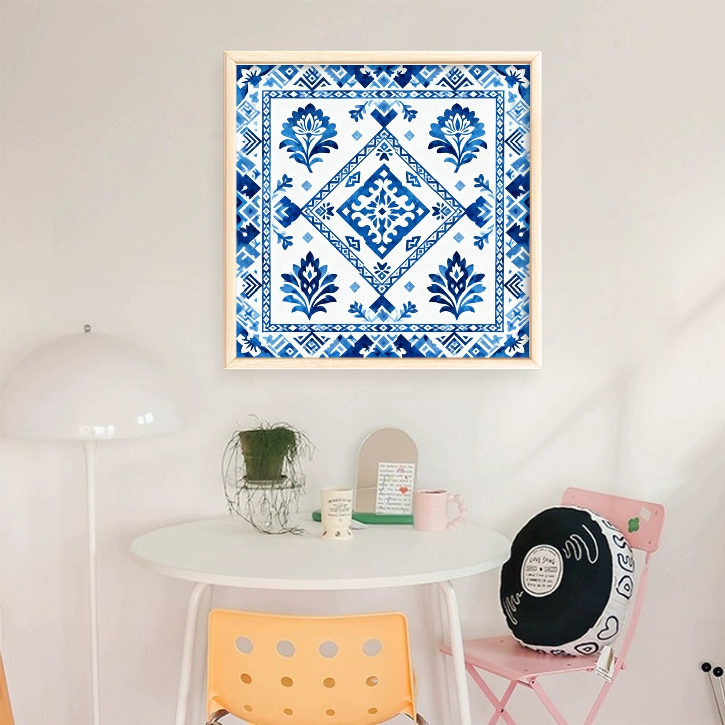 Blue And White Pattern - Full 11CT Stamped Cross Stitch 45x45CM - Huacan
