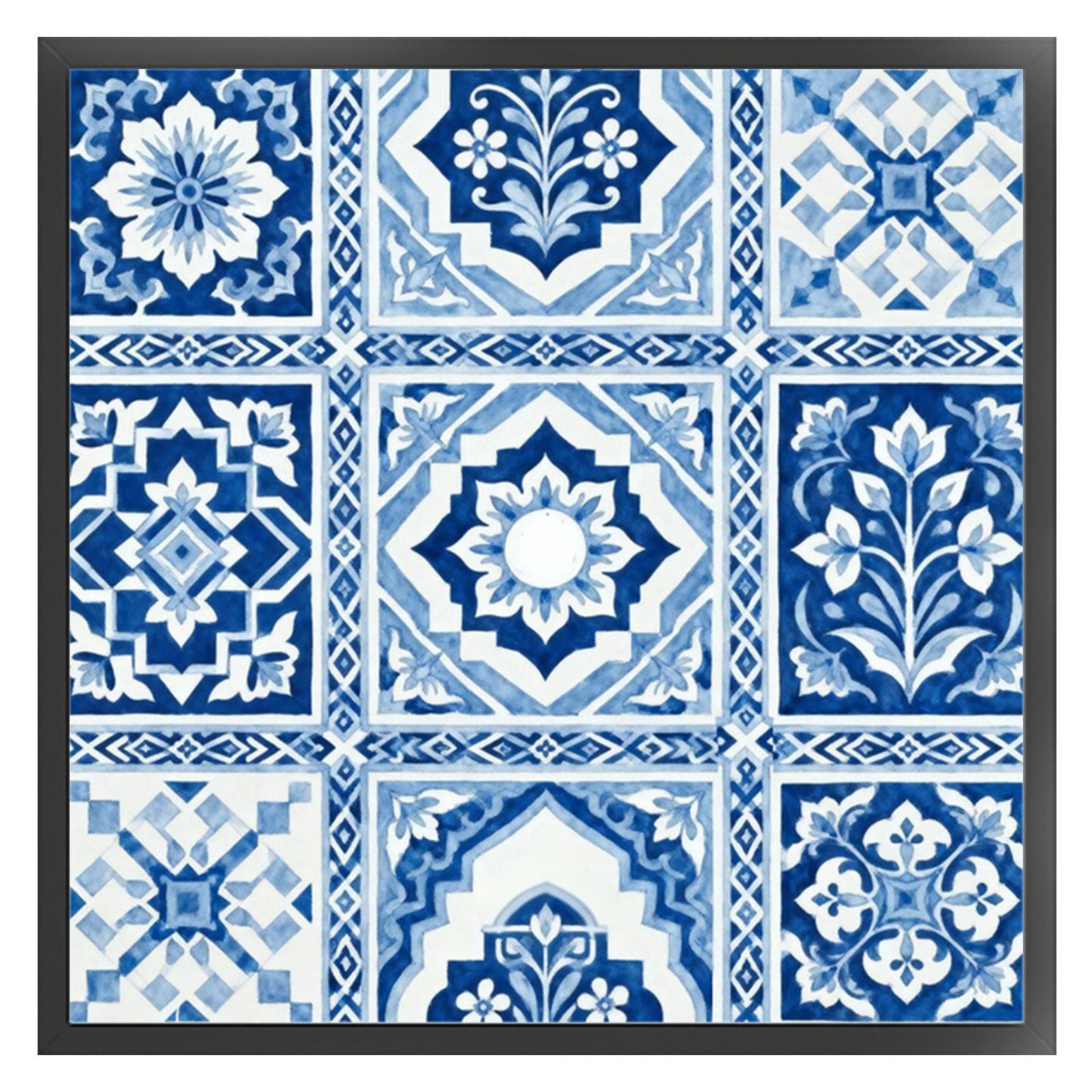 Blue And White Pattern - Full 11CT Stamped Cross Stitch 45x45CM - Huacan
