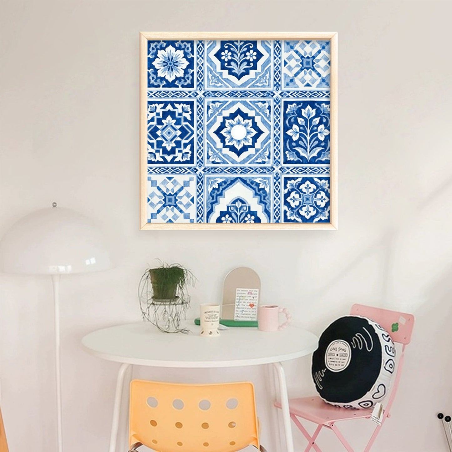 Blue And White Pattern - Full 11CT Stamped Cross Stitch 45x45CM - Huacan