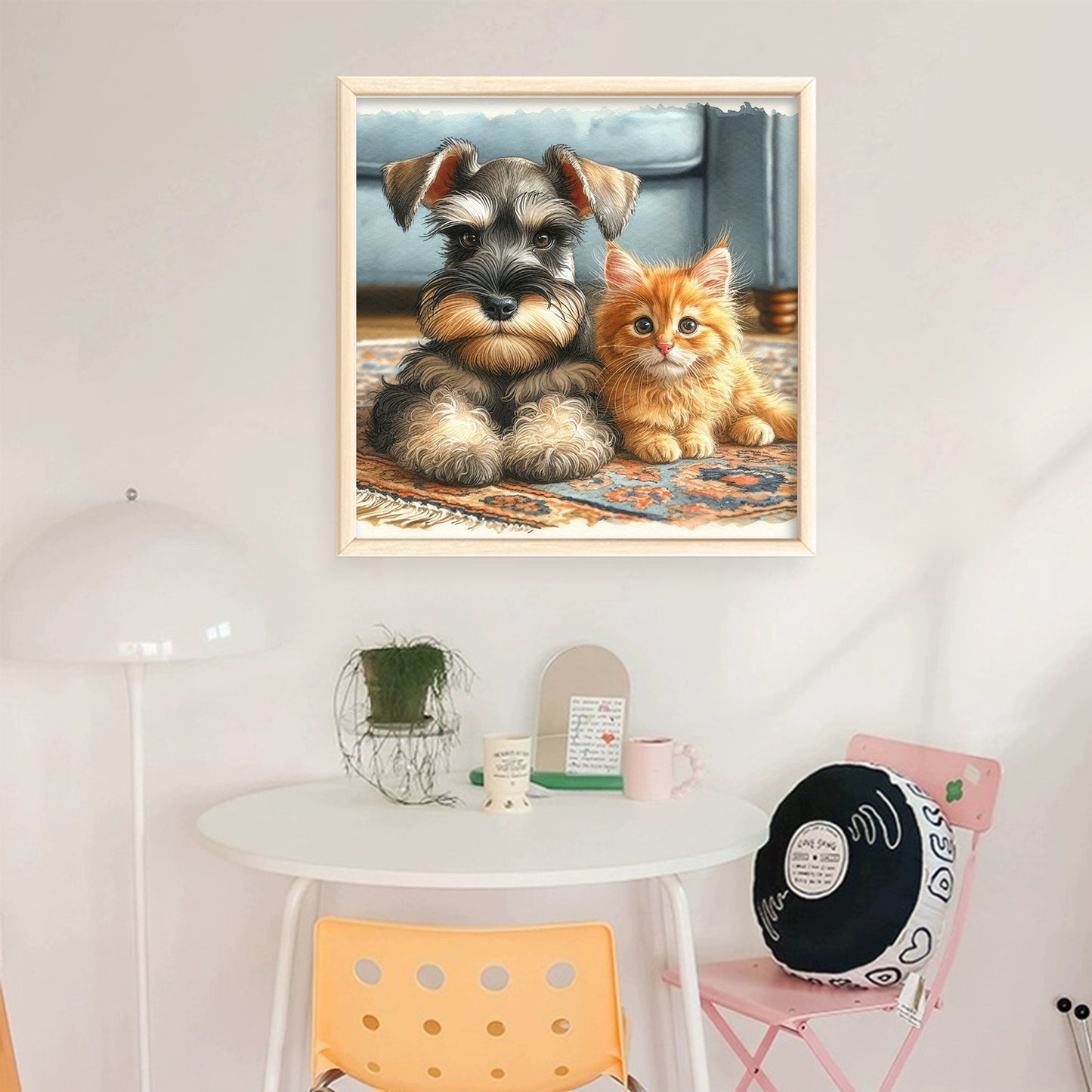 Schnauzer-Dog And Orange Cat - Full 11CT Stamped Cross Stitch 40x40CM - Huacan