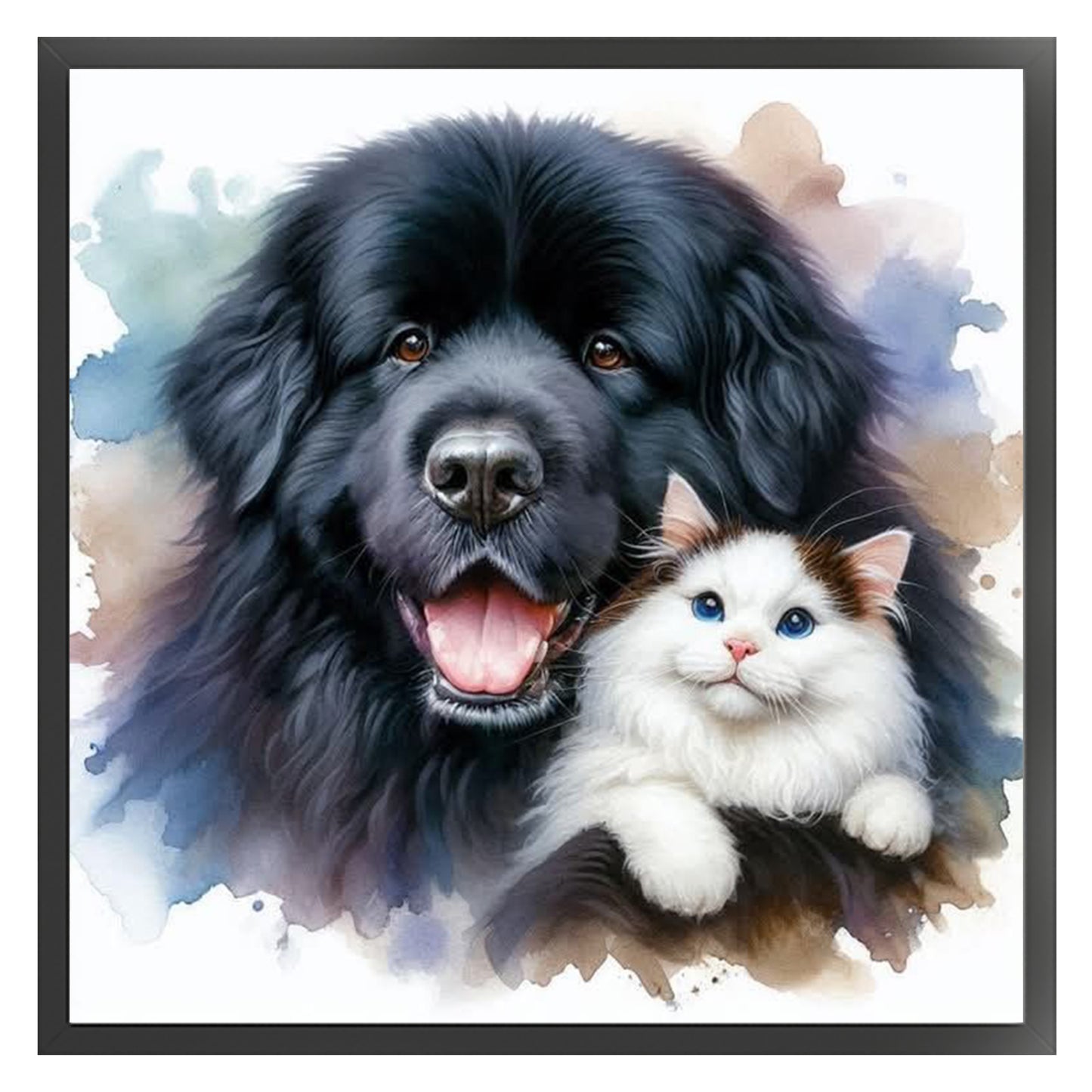 Newfoundl-Dog And And Ragdoll Cat - Full 11CT Stamped Cross Stitch 40x40CM - Huacan