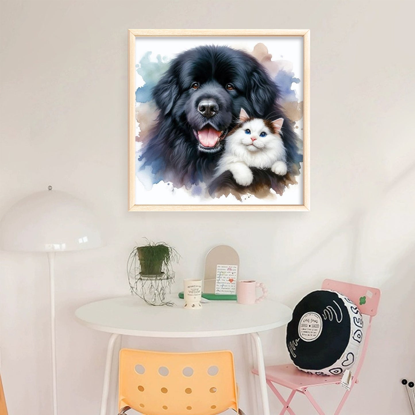 Newfoundl-Dog And And Ragdoll Cat - Full 11CT Stamped Cross Stitch 40x40CM - Huacan