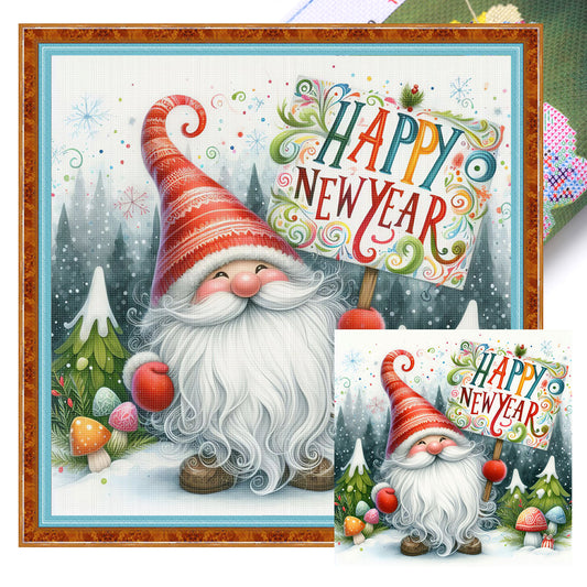 Gnome - Full 11CT Stamped Cross Stitch 45x45CM - Huacan