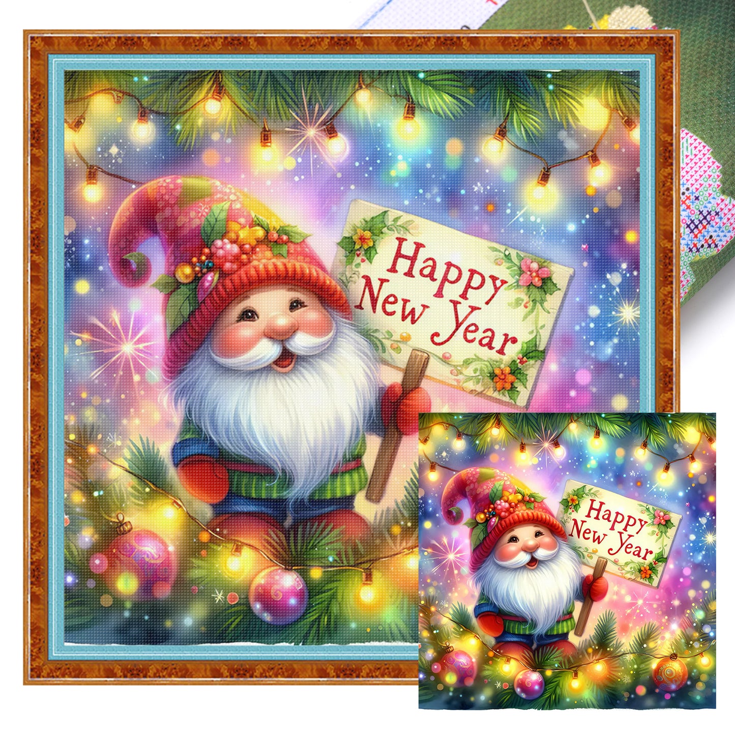 Gnome - Full 11CT Stamped Cross Stitch 45x45CM - Huacan