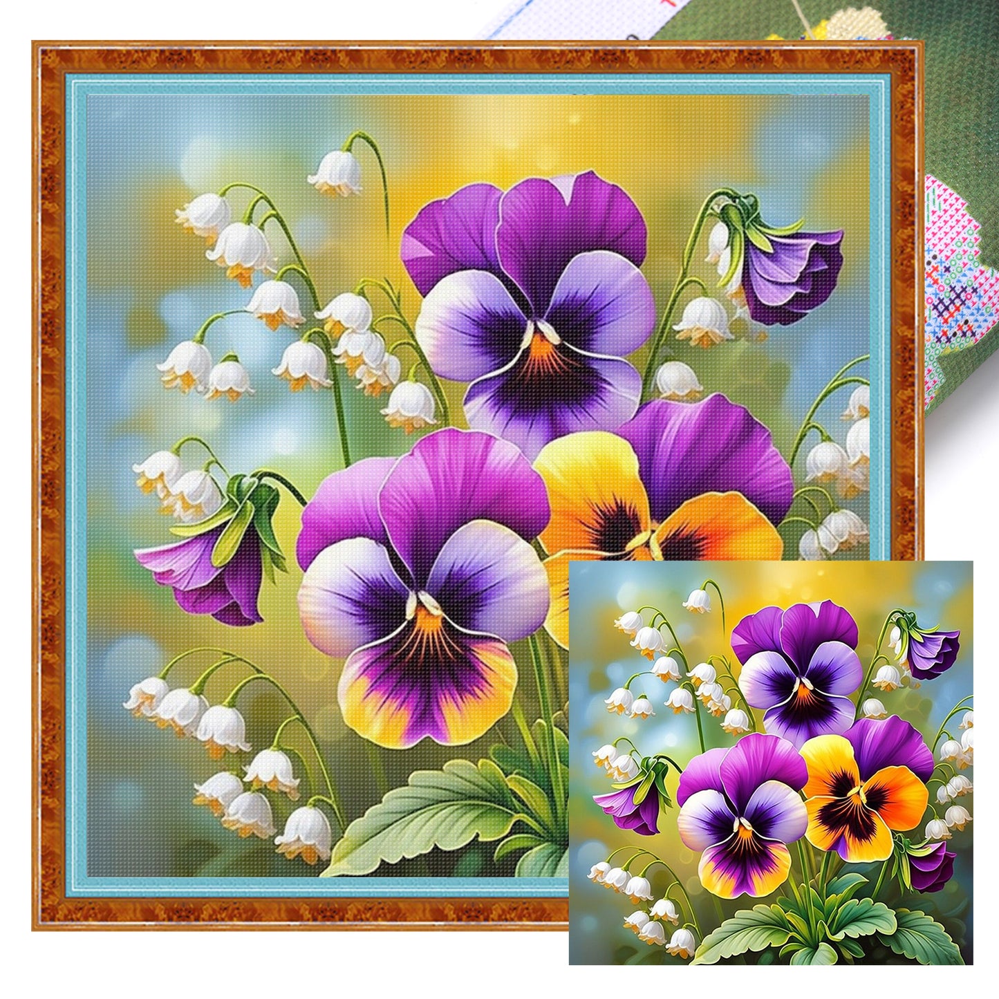 Pansy - Full 11CT Stamped Cross Stitch 45x45CM - Huacan