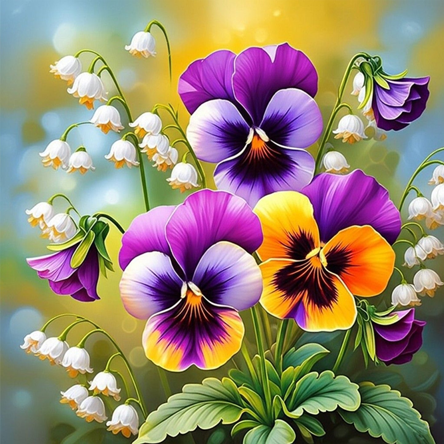Pansy - Full 11CT Stamped Cross Stitch 45x45CM - Huacan